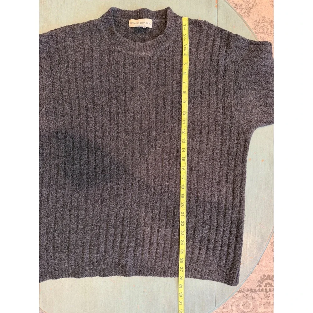 Banana Republic Mens Wool Cashmere Ribbed Crew Neck Sweater Charcoal Grey Large